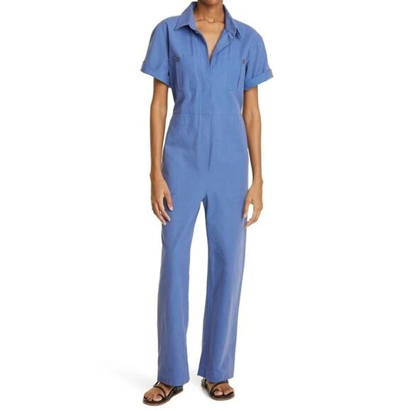 MARA HOFFMAN Kailyn Recycled Cotton Utility Jumpsuit - Blue size small - Picture 1 of 15